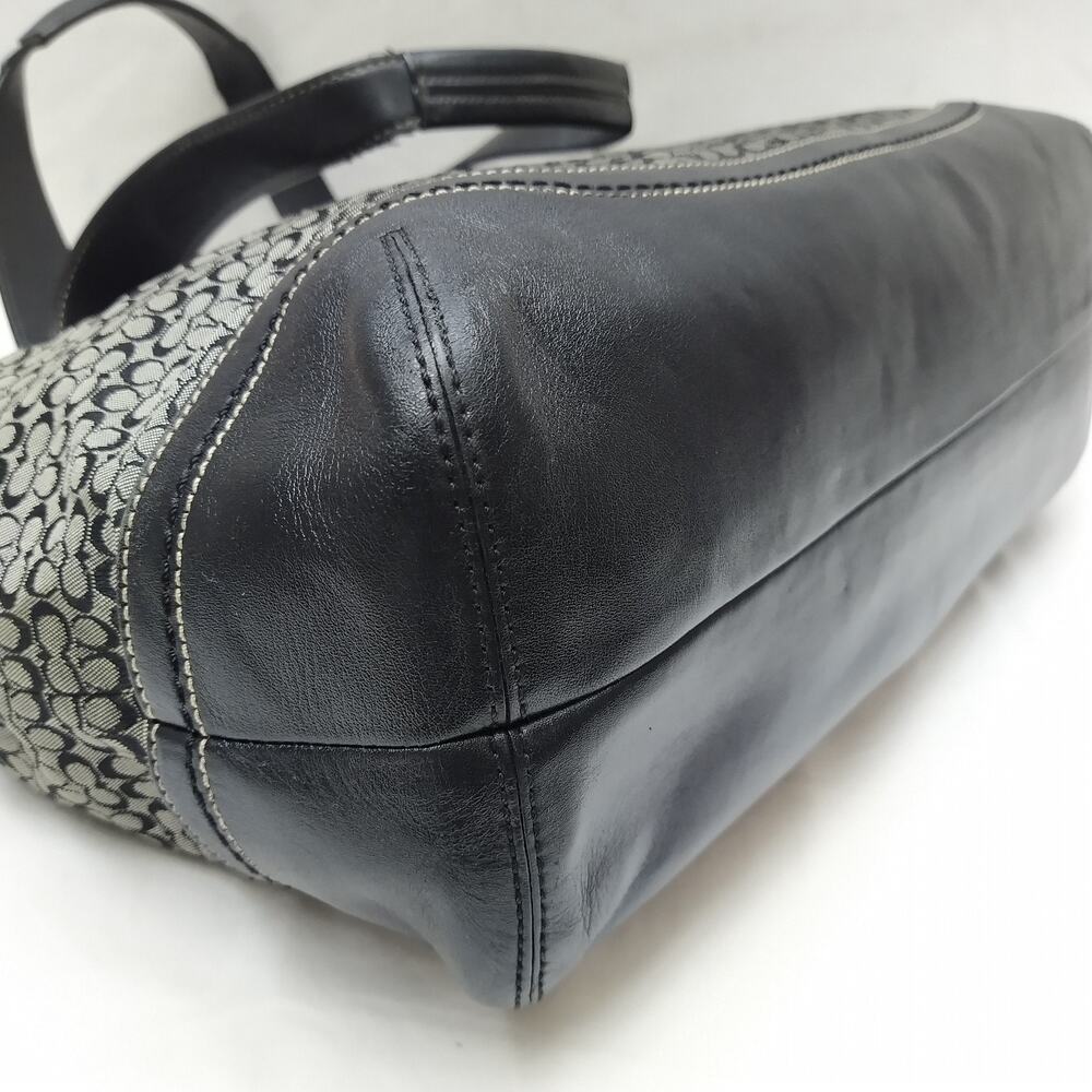 Coach Signature Black Canvas Leather Trim Double Handles Tote Bag - Picture 13 of 16